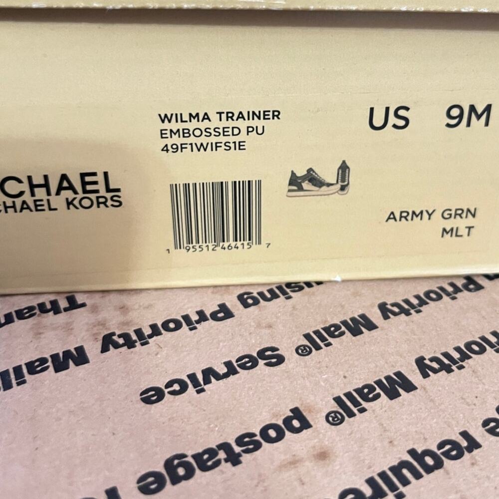 Michael Kors Wilma Trainer Army Green Snakeskin Sneakers Tennis shoes Size 9 - Picture 12 of 12